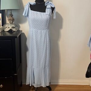 Lulu's Light Blue Polka Dot Midi Dress